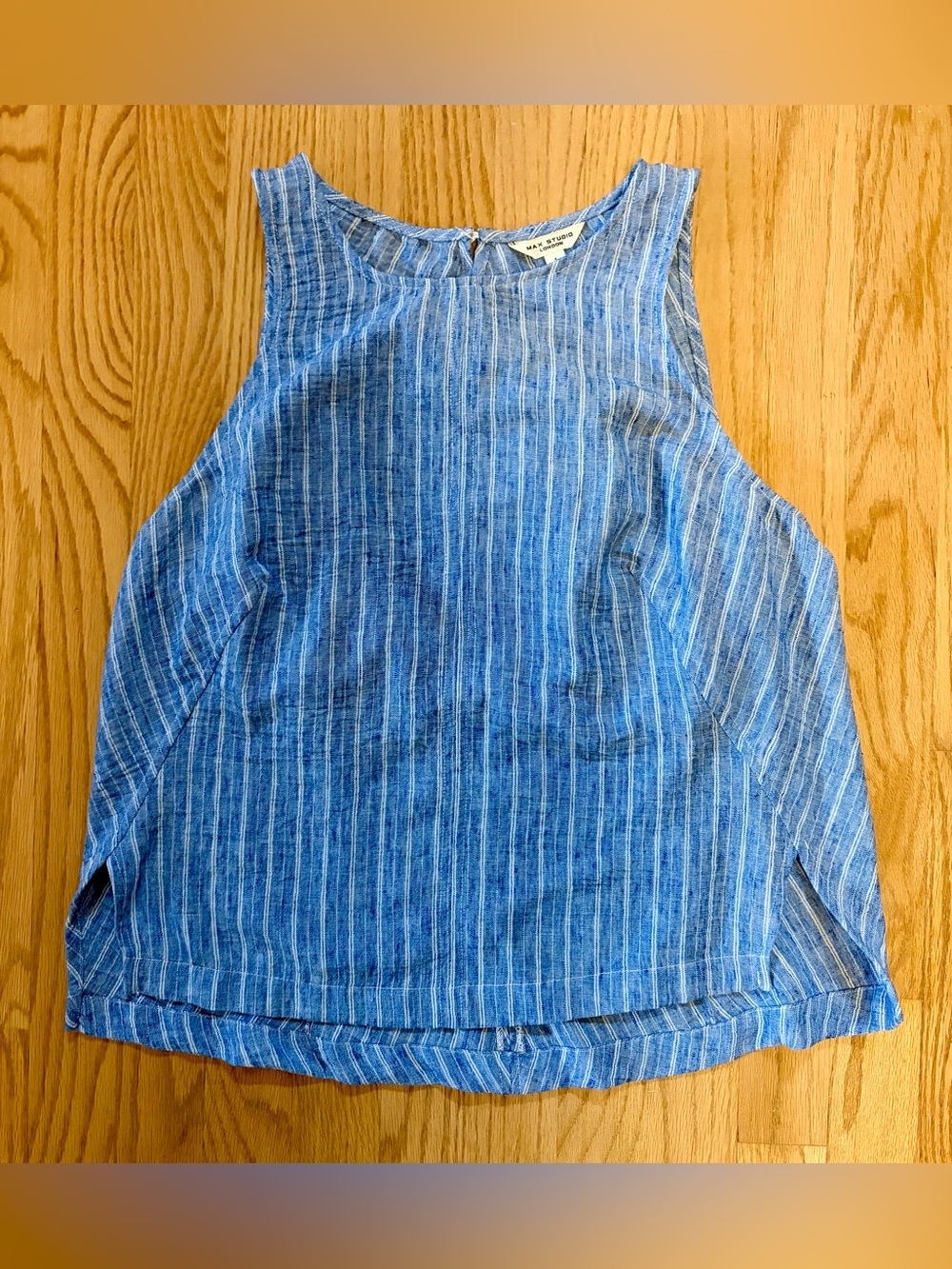 Max Studio Blue Striped Sleeveless Tank Top